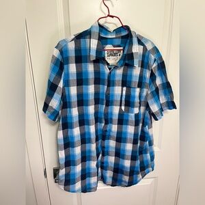 Distillery Apparel Blue Plaid Men's Shirt in size XL